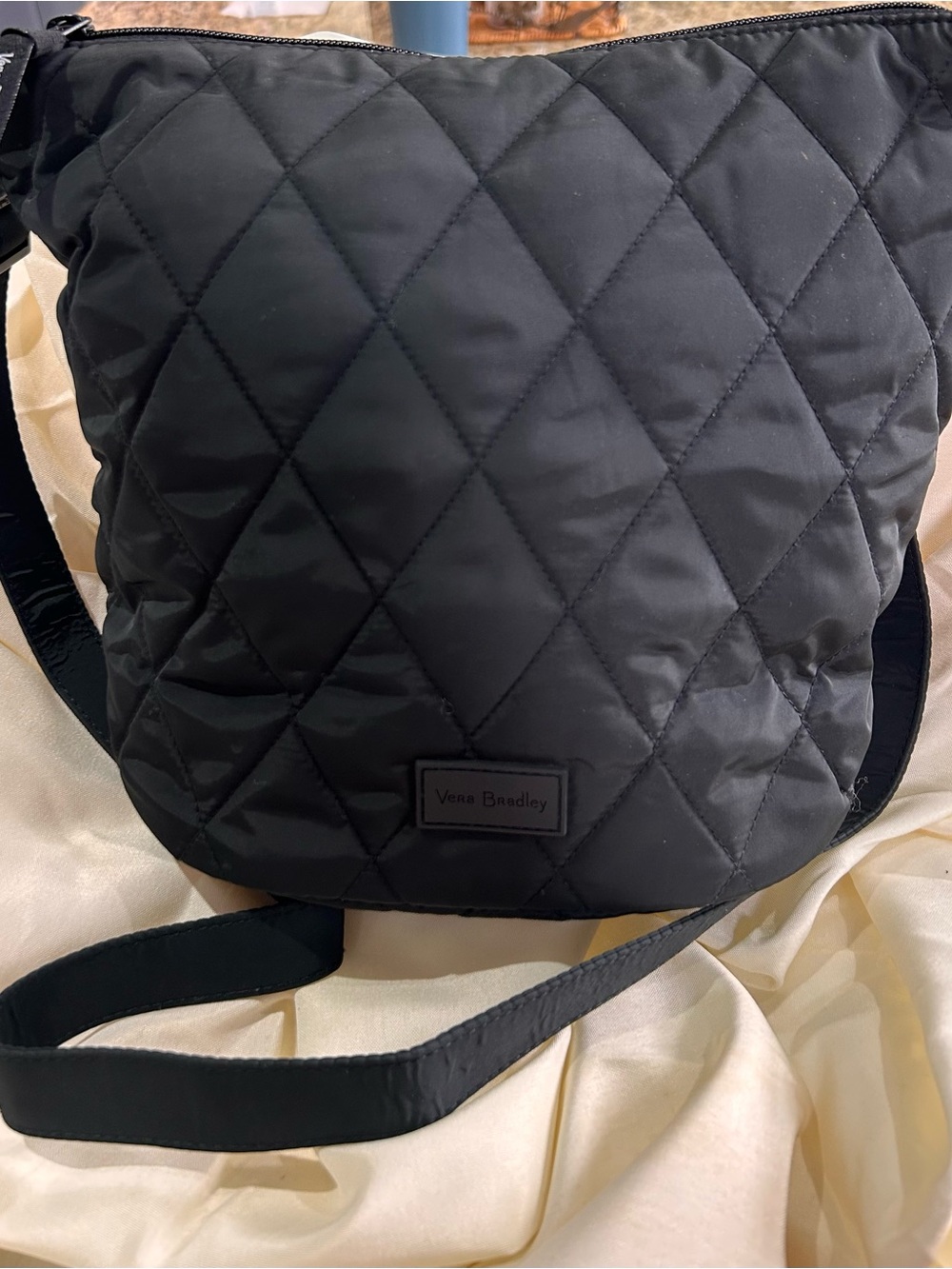 Vera Bradley Quilted Black Crossbody Pouch 10 x 9”